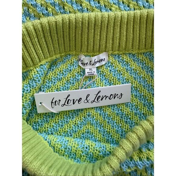 NWT For Love & Lemons Jacinda Green & Blue Knit Skirt Size XL - Picture 6 of 7